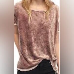 We The Free Short Sleeve Velvet Top in Soft Pink